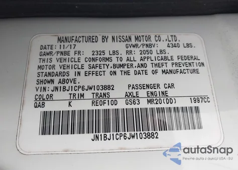 2018 Nissan Rogue Sport Sl из США, поврежденный, VIN JN1BJ1CP6JW103882